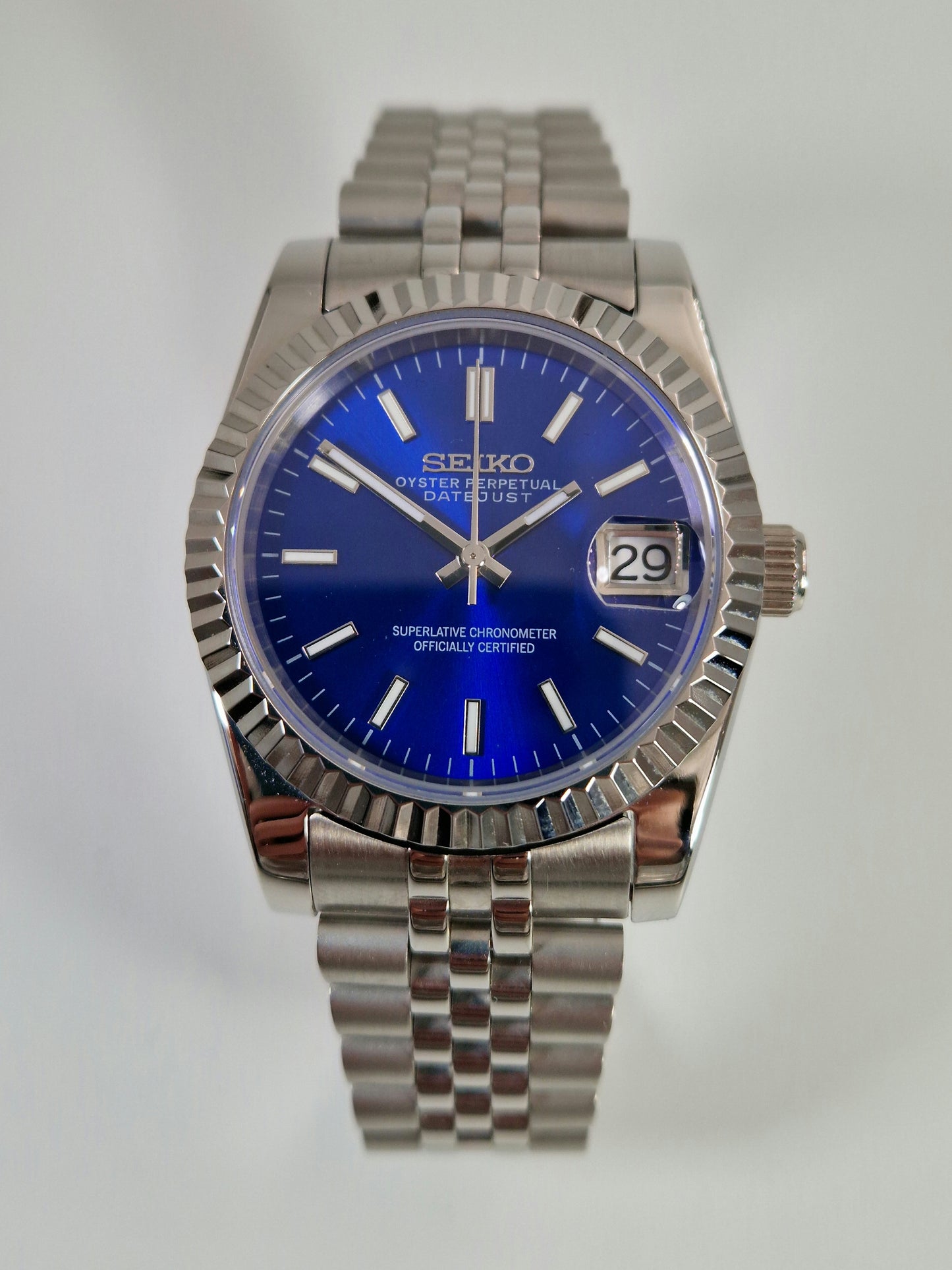 Blue Datejust Mod jubilee braclet, blå datejust mod band