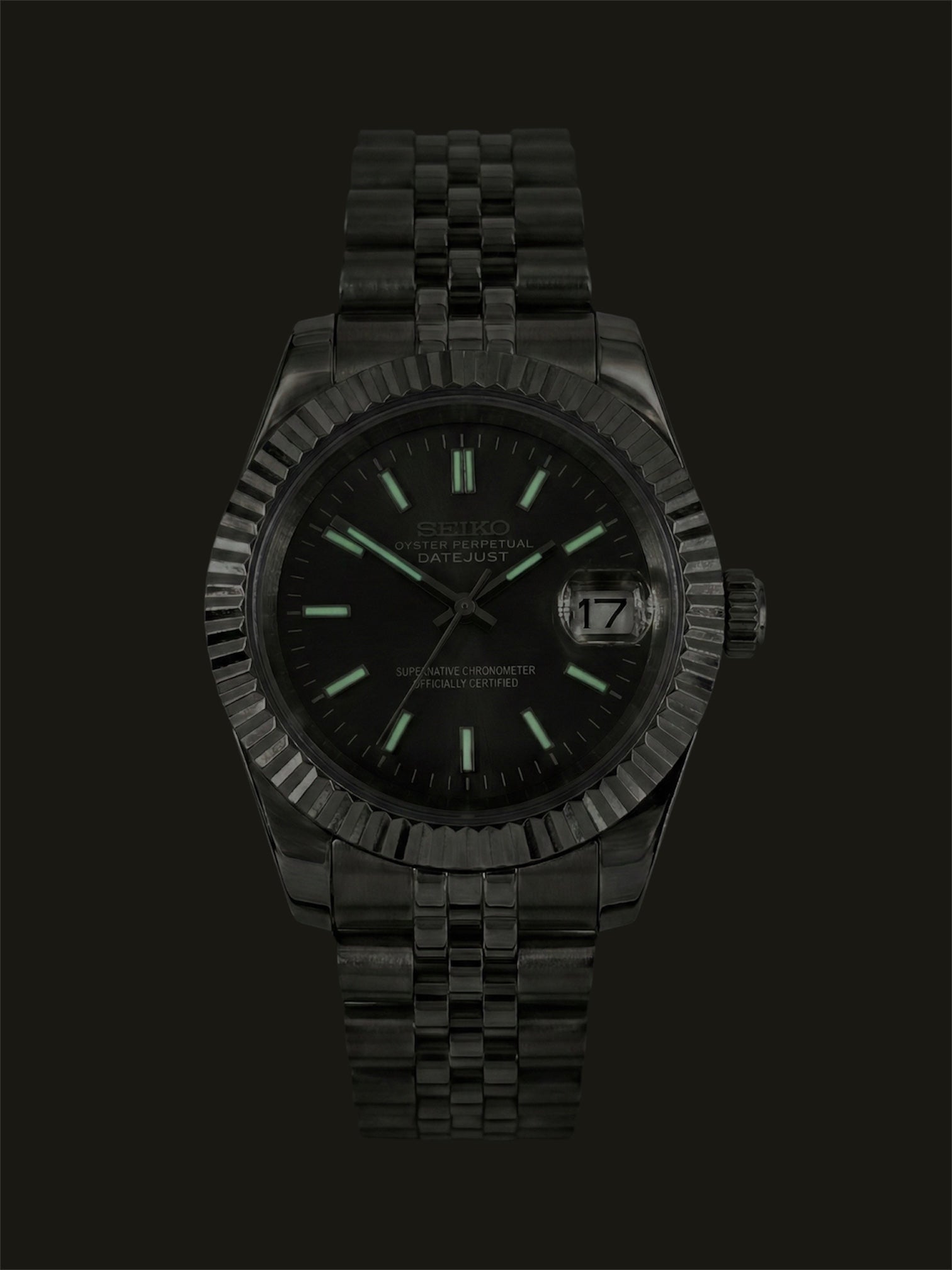 Grå Datejust mod, gray Seikomod lume